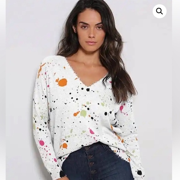 Minnie Rose Like New Splatter Sweater-L - Picture 1 of 4